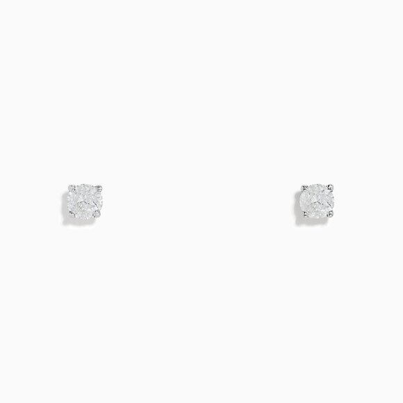 EFFY 14K White Gold Natural Diamond Solitaire Stud Earrings